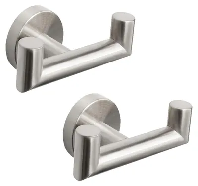 Produktbild von Set aus 2 Edelstahl-Handtuchhaken Silber - Wandmontage für Küche und Bad