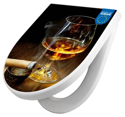 Produktbild von WC Sitz mit Absenkautomatik D Form Motiv Whiskey & Cigar [TDW3 10163]