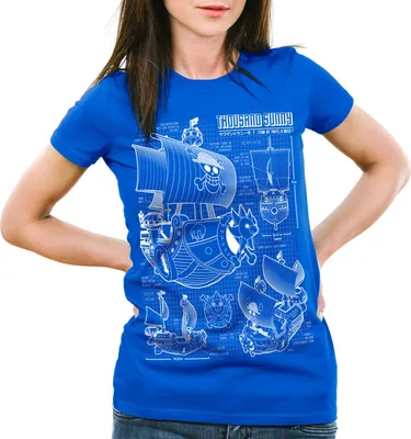 Produktbild von style3 Thousand Sunny Damen T-Shirt Strohhut Pirat, Farbe:Blau, Größe:S