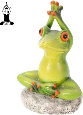 Produktbild von DigiRigi® Harz-Frosch Dekofigur – Yoga-Frosch als Glücksbringer, 1 Stück, niedliche Tier-Statue für Schreibtisch, Wohnzimmer & Bad, umweltfreundliches Harz