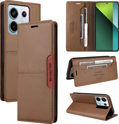 Produktbild von Handyhülle für Xiaomi Redmi Note 13 Pro 5G/Poco X6 Hülle, Leder Flip Wallet Kartenfach Stand Schutzhülle Braun