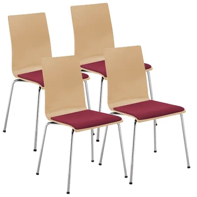 Produktbild von Nowy Styl Schalenstühle Cafe VII buche, bordeaux Holz, 4 St.