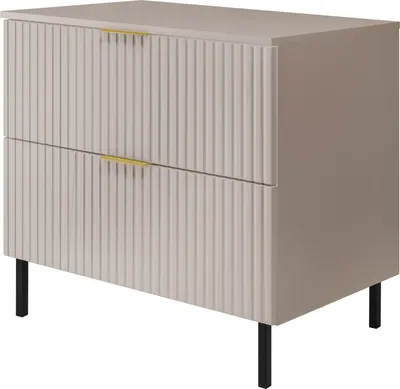 Imagen del producto de Mueble bajo lavabo, color  mate, acabado en cachemira con tiradores dorados, 80 cm de ancho
