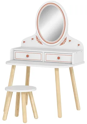 Produktbild von AIYAPLAY Kinder Schminktisch Set Frisiertisch mit Hocker Spiegel Schubladen