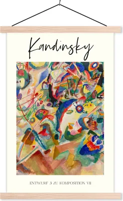 Produktbild von MuchoWow® Textilposter Malerei - Wassily Kandinsky - Alte Meister 120x180 cm mit holzfarbenen Rahmen - Textil-Plakat