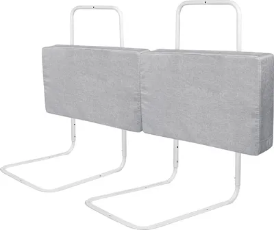 Produktbild von LZQ 2X Bettschutzgitter, Bettgitter zum Vertikalen Heben,50cm 5-Loch Höhenverstellbar ,Rausfallschutz Kinderbettgitter für  Familienbett und Kinderbett(100cm, Leinen Grau)