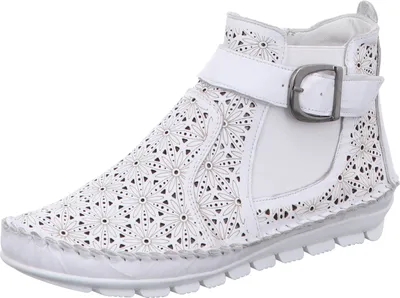 Produktbild von Gemini Damen Stiefelette Leder Cutouts floral Muster 382019-19, Größe:38 EU, Farbe:Weiß