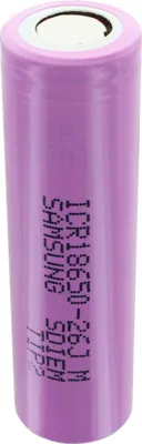 Zdjęcie produktu dla Samsung ICR18650-26J – 2600 mAh, 3,6 V – 3,7 V, bez zabezpieczeń, wymiary: 64,8 x 18,2 mm