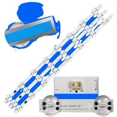 Productafbeelding van LED-achtergrondverlichtingsstrips, 600 mm lang, met 8 LED's, 6V spanning, set van 3 stuks, compatibel met diverse tv-modellen
