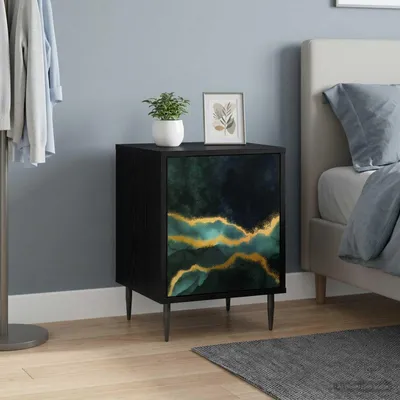 Produktbild von vidaXL Nachttisch WIJHE 2 stk. Schwarz Eichen-Optik 36 x 33 x 51 cm