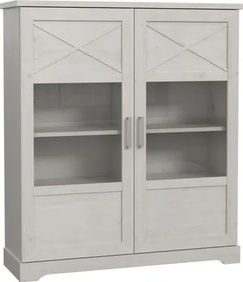 Produktbild von Furniture24 Vitrine Rockhampton Rhpv521-D43 Vitrinenschrank 133.2 X 151.8 X 42 Cm - Pinie Weiß
