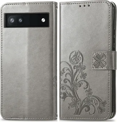 Produktbild von Mobigear Clover  Google Pixel 6a Hülle Klapphülle Geldbörse - Grau