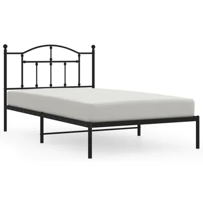 Produktbild von Bettgestell mit Kopfteil Metall Schwarz 107x203 cm