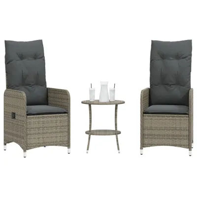 Produktbild von "2026 Promotion" Outdoor-Lehnstühle 2 Stk. - Hohe Qualität - mit Tisch Grau Poly Rattan - Gartenstühle CC22272