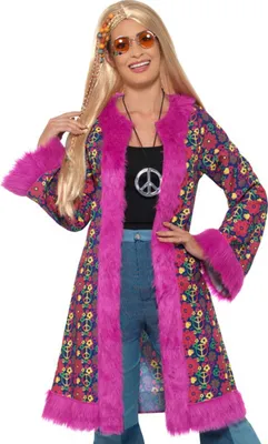 Produktbild von Hippie-Mantel für Damen Karneval pink