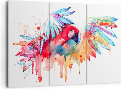 Produktbild von Bild auf Leinwand - Leinwandbild - Natur Malerei Papagei Kinder - 165x110cm - Wand Bild - Wanddeko - Leinwanddruck - Bilder - Kunstdruck - Wanddekoration - Leinwand bilder - Wandkunst - CE165x110-3094