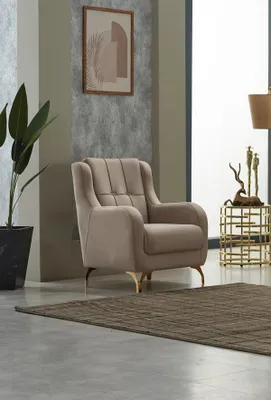 Image de Fauteuil Fauteuil monoplace Tissu Salon Fauteuil moderne Beige