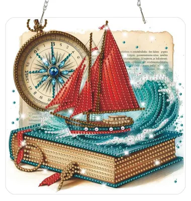 Produktbild von Segelboot Diamond Painting Anhänger 5D Fensterbilder Bastelset Hängendes Ornament für Erwachsene