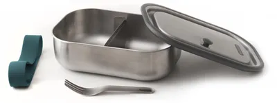 Produktbild von black+blum BAM-SS-L005, Brotdose, Erwachsener, Blau, Edelstahl, Silikon, Edelstahl, Einfarbig, Rechteckig