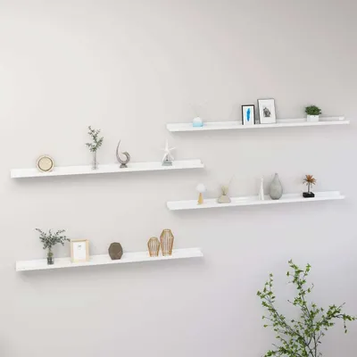 Obrázek produktu pro The Living Store Nástěnné police 4 ks. Vysoce lesklá bílá 115x9x3 cm