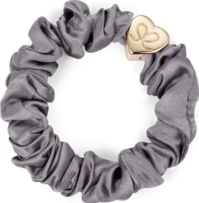 Produktbild von By Eloise London Gold Heart Silk Scrunchie Grey