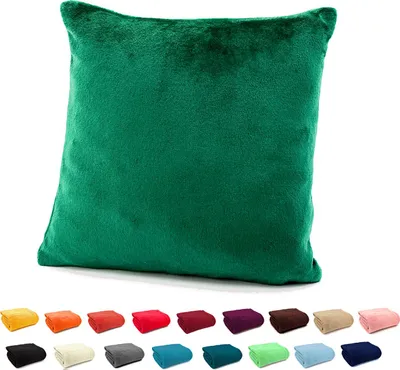 Produktbild von heimtexland ® Flanell Kuschel Kissen Super Soft Plüsch Deko Kissenhülle Typ380 Waldgrün 48 x 48 cm
