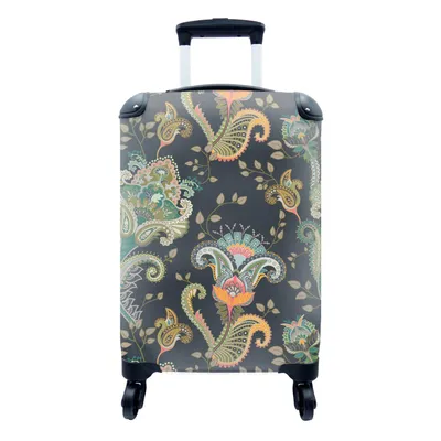 Produktbild von MuchoWow® Koffer Handgepäck Trolley Rollkoffer Kleine Reisekoffer mit 4 Rollen - Blumen - Chic - Vintage - Bohème - Muster - Cabin Size < 55x40x23 cm & 55x40x20 cm - Fotokoffer - Kabinenkoffer - Boardgepäck - Reise-Box - Reisekoffer - Reisegepäck - Koffer mit Bild - Trolley für Kinder