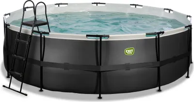 Produktbild von EXIT Black Leather Rahmenpool ø450, Aufstellpool, mit Sandfilteranlage, Rund, Schwarz