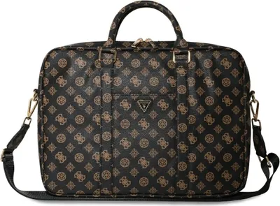 Produktbild von Guess 4G Pfingstrose Fronttasche Reißverschluss Dreieck Logo - 16" Notebooktasche (schwarz)