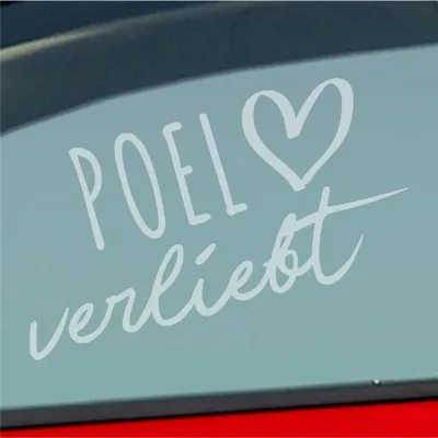 Produktbild von Auto Aufkleber Poel verliebt Herz Insel Ostsee Liebe Car 19x10 cm Milchglas Sticker Heckscheibenaufkleber