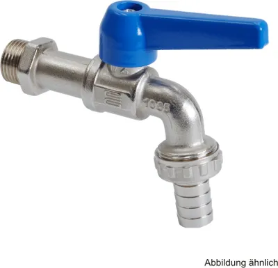 Immagine prodotto di Rubinetto a sfera con raccordo per tubo flessibile in ottone, nichelato, 1"