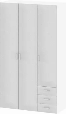 Produktbild von Spell Kleiderschrank 3 Türen und 3 Schubladen. Weiss Hochglanz.
