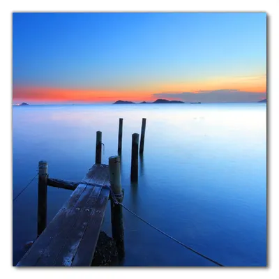 Produktbild von Wallario selbstklebende Möbelfolie/ Tischdecke für Innen und Außen, Größe: 80 x 80 cm - Steg im Wasser - Abendstimmung am Meer