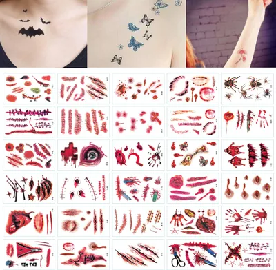 Obrázok produktu pre Dočasné tetovanie Tetovanie Body Art Malé listy Tetovacie nálepky Falošné tetovanie na ruky Nálepky pre mužov ženy (30 listov)