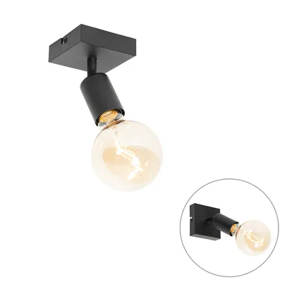 Produktbild von QAZQA - Modern Moderner Deckenspot schwarz quadratisch - Facil I Wohnzimmer I Schlafzimmer - Stahl Quadratisch - LED geeignet E27