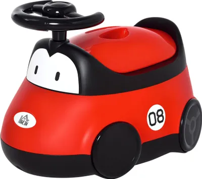 Produktbild von Kinder-Töpfchen - Lerntopf - Für 6–36 Monate - Mit Lenkrad-Deckel - Leicht zu reinigen - Freistehend - 40 × 27,5 × 29,1 cm - Rot