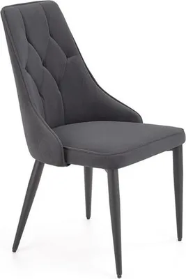 Zdjęcie produktu dla Krzesło Czarne FABRO W133 pikowane, welurowe, tapicerowane, eleganckie