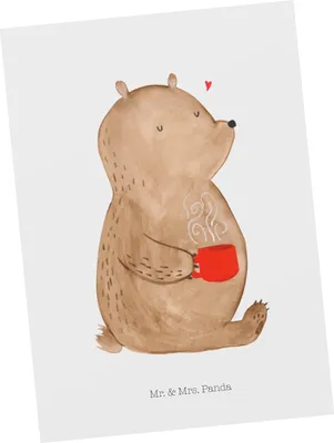 Produktbild von Mr. & Mrs. Panda Postkarte Bär Kaffee - Weiß - Geschenk, Motivation, Teddy, Grußkarte, Bären, Guten Morgen, Coffee, Fotokarte, Postkarten, Ansichtskarten, Designkarte