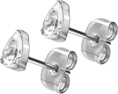 Produktbild von Titan Ohrstecker EINGEFASSTER KRISTALLTROPFEN