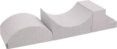 Image de KiddyMoon Aire de jeux en mousse souple pour enfants avec obstacles souples,  fabriqué dans l'UE, Element Ramp/Klin/Stupne, Gris clair