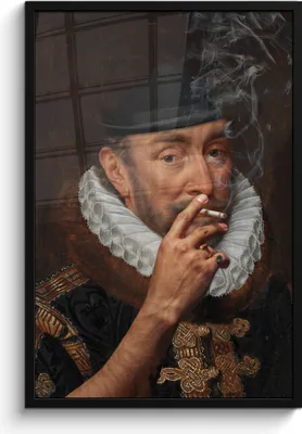 Produktbild von MuchoWow® MuchoWow® Gerahmtes Poster Wilhelm von Oranien - Adriaen Thomasz - Zigaretten - Rauchen 60x90 cm - Poster mit zchwarzem Bilderrahmen - Kunst