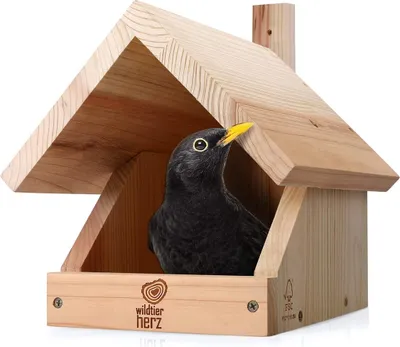 Produktbild von wildtier herz I Amselnistkasten aus verschraubtem Massivholz - wetterfest & unbehandelt, Vogelhaus für Halbhöhlenbrüter, Halbhöhle für Rotkehlchen & Co.
