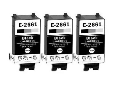 Produktbild von 3 Druckerpatronen kompatibel mit Epson 266 schwarz, T2661 für WorkForce WF-100W, WF-110W