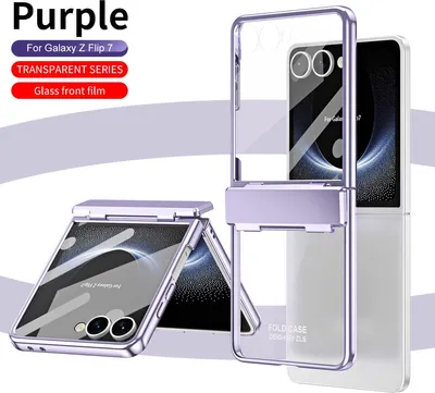 Obrázek produktu pro Pouzdro pro Samsung Galaxy Z Flip 7 Ultratenké pokovování průhledné pouzdro s ochranou pantu Fialová