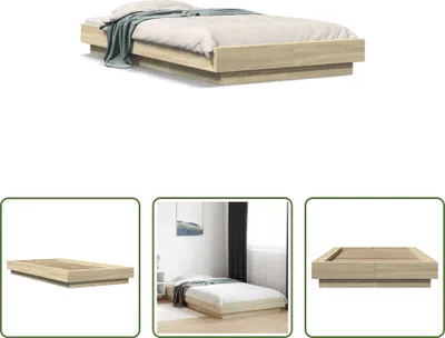 Produktbild von The Living Store Bettgestell Sonoma-Eiche 90x190 cm Holzwerkstoff