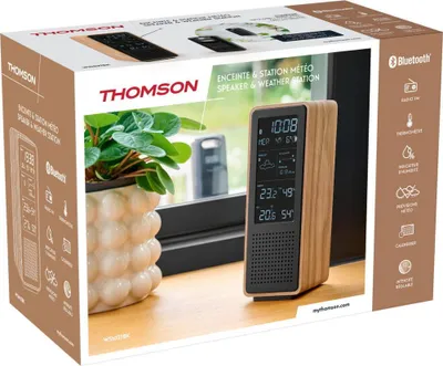 Image de Thomson WS102TBK Enceinte Bluetooth avec Radio FM Station Météo Noir Bois