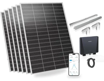 Produktbild von SUNSHARE Ray Lite Set mit Halterung 1200 W Mini-Balkonkraftwerk – 6×200 W N-TOPCon Module, Plug & Play