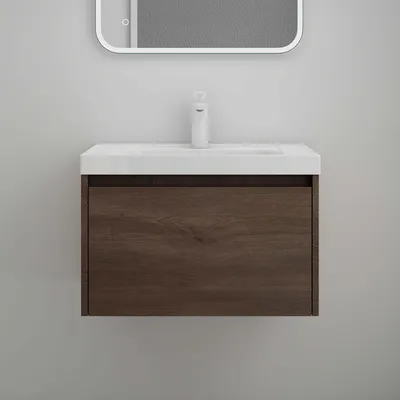 Produktbild von Mai & Mai Badmöbelset Badezimmermöbel Eiche Stirling Waschbeckenunterschrank 60 cm mit Waschschbecken aus Mineralguss Salerno