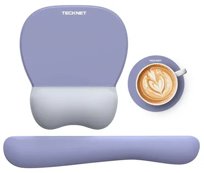 Produktbild von Ergonomisches Mauspad & Tastaturset mit Gelkissen, Lila, 3-in-1, Wasserdicht, Rutschfest