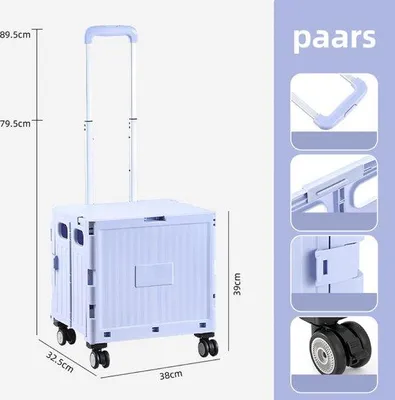 Obrázok produktu pre Vkladací nákupný košík – Vkladací nákupný vozík – Vkladací nákupný vozík s vekom – 45 l – Nákupný vozík – Vkladací nákupný vozík – Nákupný košík – Skladací nákupný vozík – Nákupný vozík – Fialová – 4 kolesá